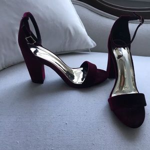 Report wine velvet heels